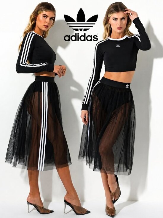 adidas Dresses & Skirts - 💥HOT ITEM!💥ADIDAS Sleek Pleated Midi Tulle Skirt in Black& White